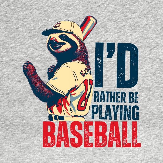 I'd Rather Be Playing Baseball Sloth Baseball Player by DesignArchitect